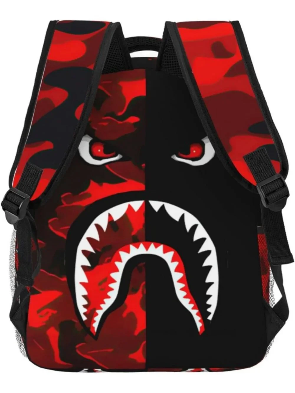 Stylish Camo Shark Teeth Backpack - Durable Travel Laptop Daypack, Big Capacity